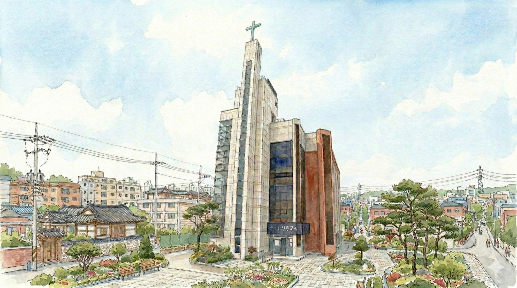 선광교회 예배당을 그린 그림
